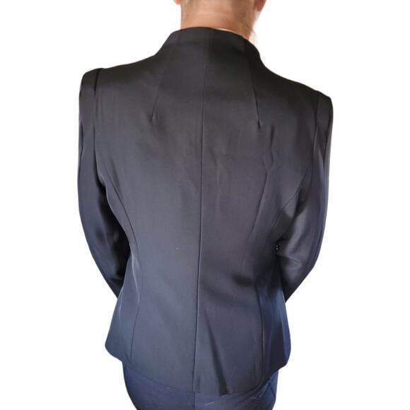 NWT Mfrannie Black White Trim Blazer Women Medium Tailored One Button Career NWT - Picture 4 of 10